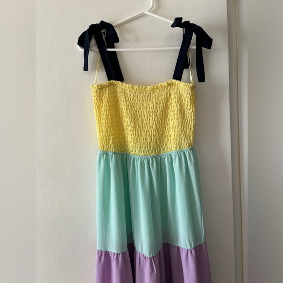 Colour Block Maxi Dress Bow Straps - Picture 4 of 6